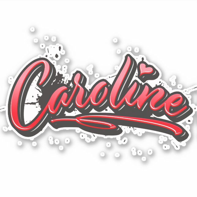 Caroline red Heart Graffiti Aufkleber Sticker (Vorderseite)