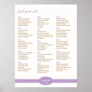 Caroline Seating Chart for Wedding, Lavendel Poster