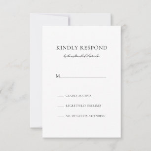 Caroline Simple Black Calligraphy Classic Wedding RSVP Karte