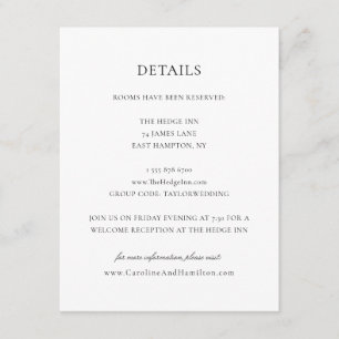 Caroline Simple Black Script Wedding Details Begleitkarte