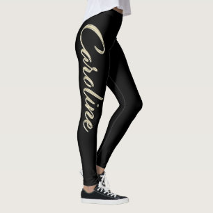Caroline white gold Handwriting Hose Leggings
