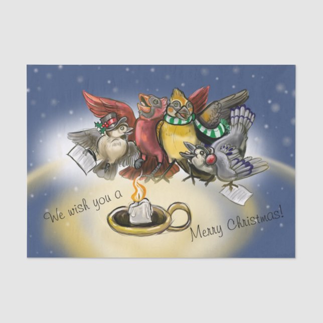 Caroling Birds Christmas Seidenpapier (Vorderseite)