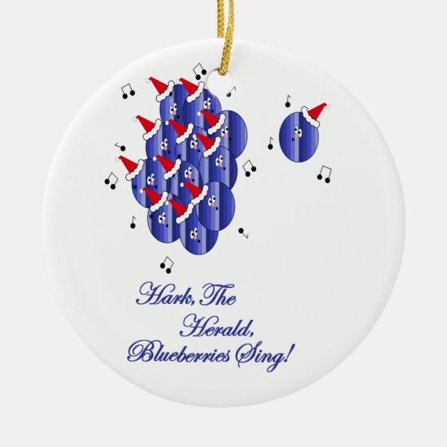 Caroling Blaubeeren Keramik Ornament (Vorne)