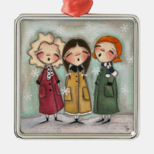 Caroling, Caroling - erstklassige quadratische Ornament Aus Metall