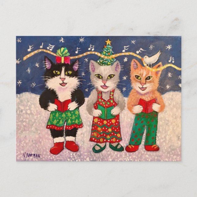 Caroling Cats Postkarte (Vorderseite)