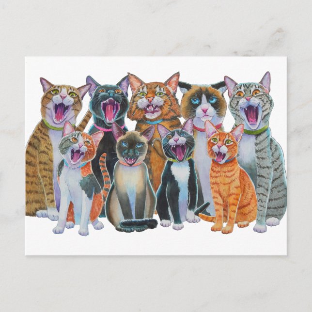 Caroling Cats Postkarte (Vorderseite)
