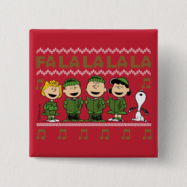 Caroling Christmas Sweater Graphic Button (Vorderseite)