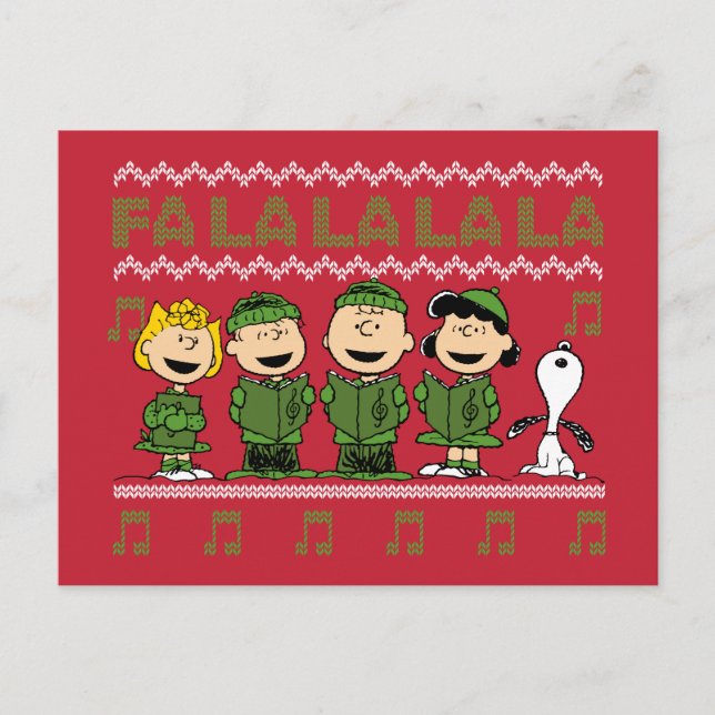 Caroling Christmas Sweater Graphic Postkarte (Vorderseite)