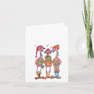 Caroling Flamingo-Feiertag Notecard Feiertagskarte