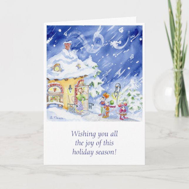 Caroling Holiday Card Dankeskarte (Vorderseite)