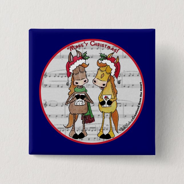 Caroling Horses - 'Mare'y Christmas Button (Vorderseite)