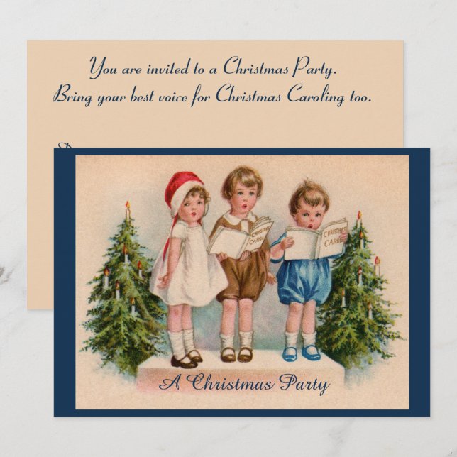 Caroling Kids Christmas Party Einladung (Vorne/Hinten)