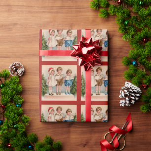 Caroling Kids Merry Christmas Wrapping Paper Geschenkpapier