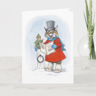 Caroling Lynx and Mouse Christmas Card Karte