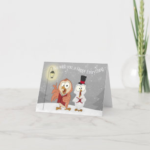 Caroling Owls Karte