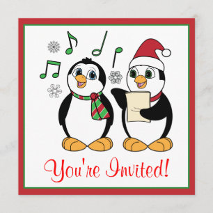 Caroling Penguins Weihnachtsfeierliche Party Einla Einladung