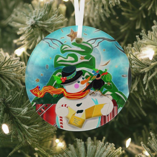 Caroling Snowman Ornament Aus Glas (InSitu)