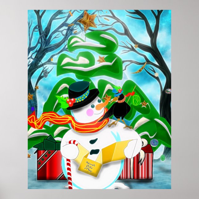 Caroling Snowman Wall/Door/Window Poster (Vorne)