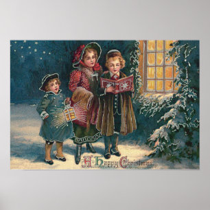 Caroling von niedlichen Kindern Poster
