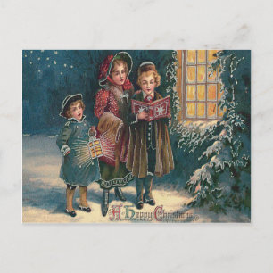 Caroling von niedlichen Kindern Postkarte