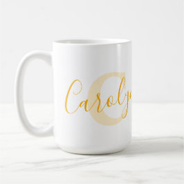 Carolyn-Name bedeutet monogramm-C-gelber Text Kaffeetasse
