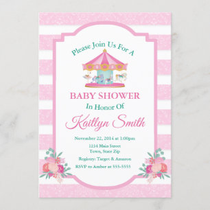 Carousel Baby Dusche Einladung Merry Go Round