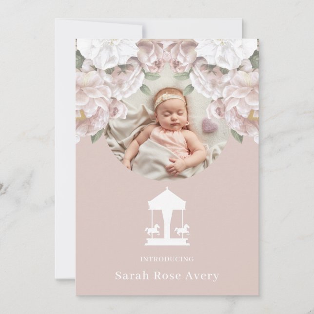 Carousel Birth Ankündigung (Vorderseite)