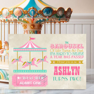 Carousel Birthday Party Einladung
