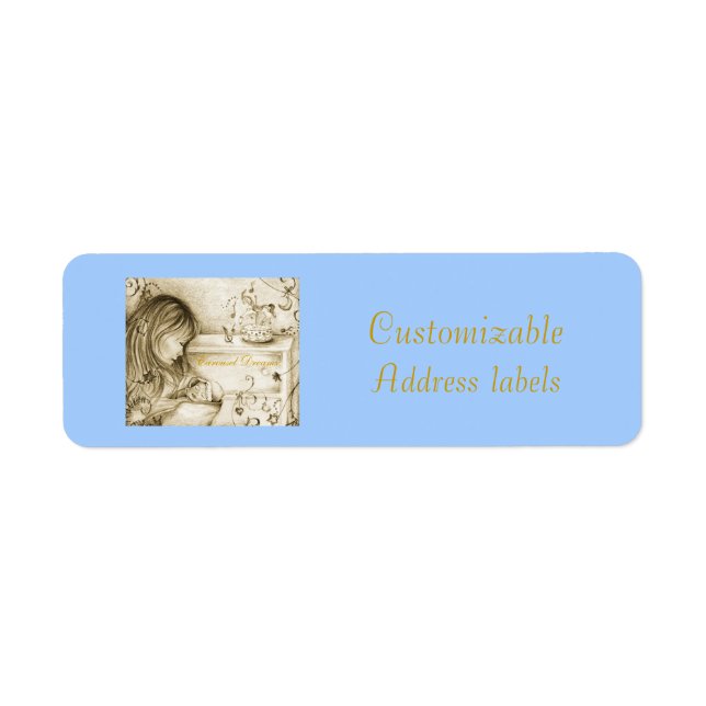 Carousel Dreams Blue Customizable Address Labels (Vorne)