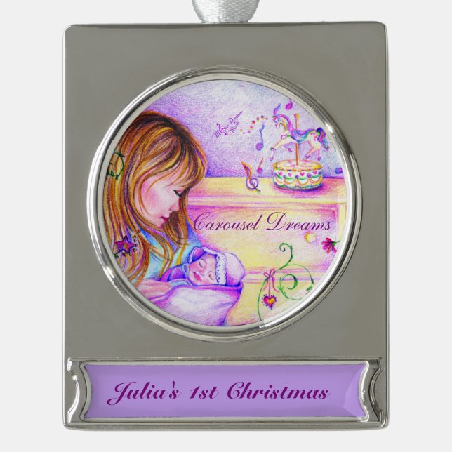 Carousel Dreams Silver Plated Banner Ornament (Vorderseite)
