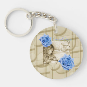 Carousel Dreams Vintag Blue Rose Circle Schlüssela Schlüsselanhänger