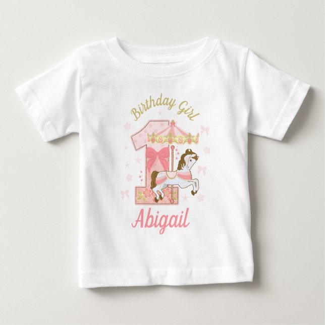 Carousel First Birthday Girl Baby T-shirt (Vorderseite)