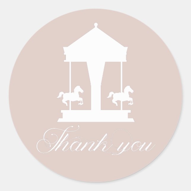 Carousel floral Soft Pink Danke Runder Aufkleber (Vorderseite)