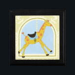 Carousel Giraffe von June Erica Vess Erinnerungskiste<br><div class="desc">Wenn Sie nicht in den Park fahren können,  dann ist dieser Druck die beste Alternative. June Erica Vess hat diese atemberaubende Wiedergabe einer Karussell-Giraffe auf pastellblauem und grünem Hintergrund gemacht. Du will einfach,  in Kreisen herumzureiten. Legen Sie diese Vergnügungsfahrt heute auf Ihre Zuhause!</div>