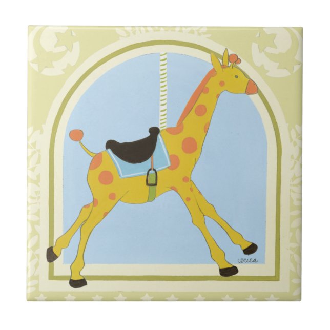 Carousel Giraffe von June Erica Vess Fliese (Vorderseite)