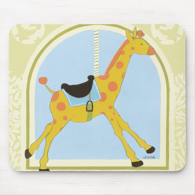 Carousel Giraffe von June Erica Vess Mousepad (Vorne)