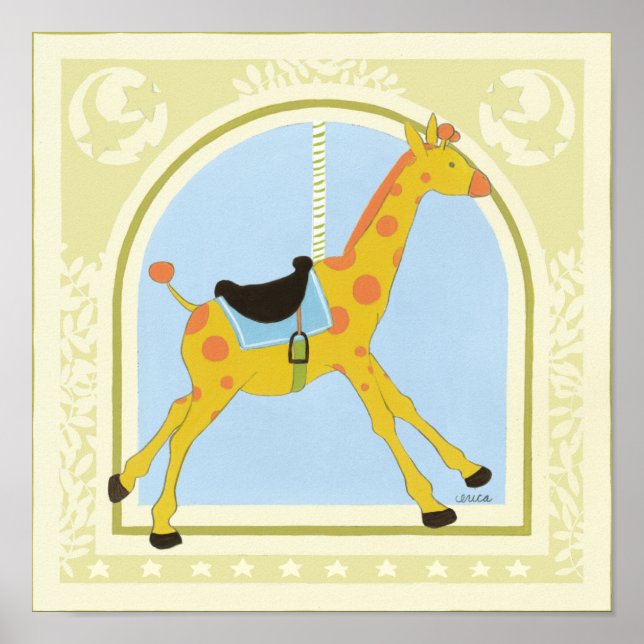 Carousel Giraffe von June Erica Vess Poster (Vorne)