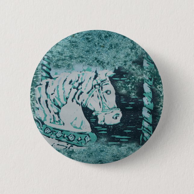 Carousel Horse Aquamarine Button (Vorderseite)