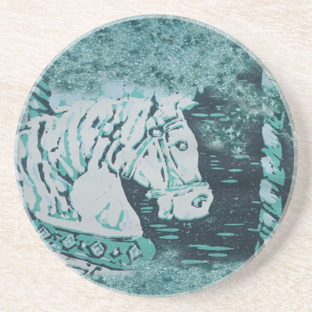 Carousel Horse Aquamarine Getränkeuntersetzer (Vorne)