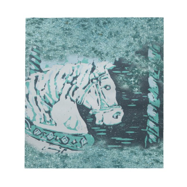 Carousel Horse Aquamarine Notizblock (Vorderseite)