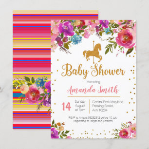 Carousel Horse Baby Dusche Einladung