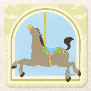 Carousel Horse by June Erica Vess Rechteckiger Pappuntersetzer