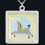 Carousel Horse by June Erica Vess Versilberte Kette<br><div class="desc">Gallop auf der Karussell-Runde mit diesem Karussell-Druck von Juni Erica Vess! Das Pferd hat sich in Genuss geworfen,  bereit,  ein weiteres Kind für eine Drehung zu tragen. Bestellen Sie noch heute Ihr Exemplar!</div>