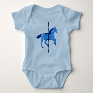 Carousel Horse - Cobalt und Sky Blue Baby Strampler