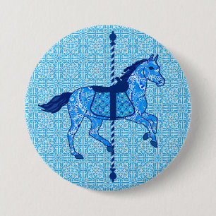 Carousel Horse - Cobalt und Sky Blue Button