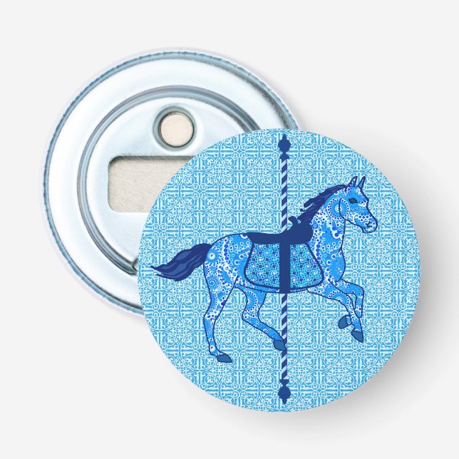 Carousel Horse - Cobalt und Sky Blue Flaschenöffner (Vorderseite)