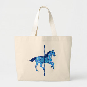 Carousel Horse - Cobalt und Sky Blue Jumbo Stoffbeutel