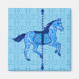 Carousel Horse - Cobalt und Sky Blue Magnet