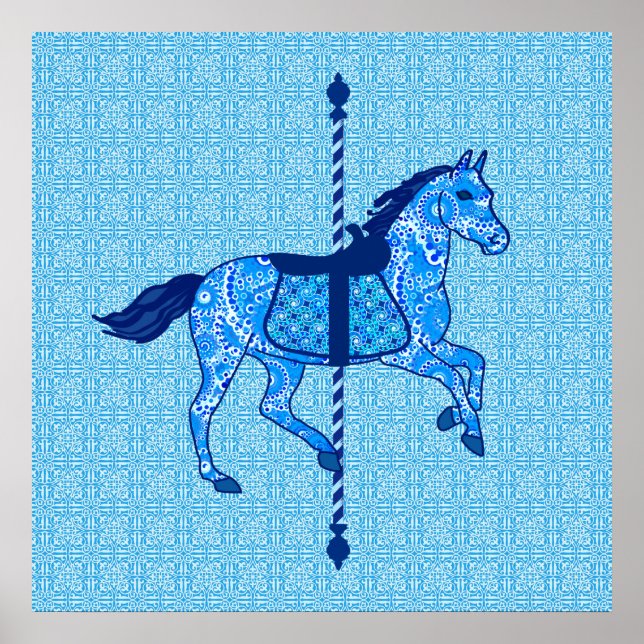 Carousel Horse - Cobalt und Sky Blue Poster (Vorne)
