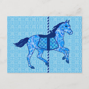 Carousel Horse - Cobalt und Sky Blue Postkarte